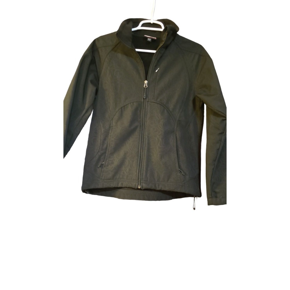 Double Diamond Jacket‎ Womens Size M Medium Black Rose Print Soft Fleece Lining